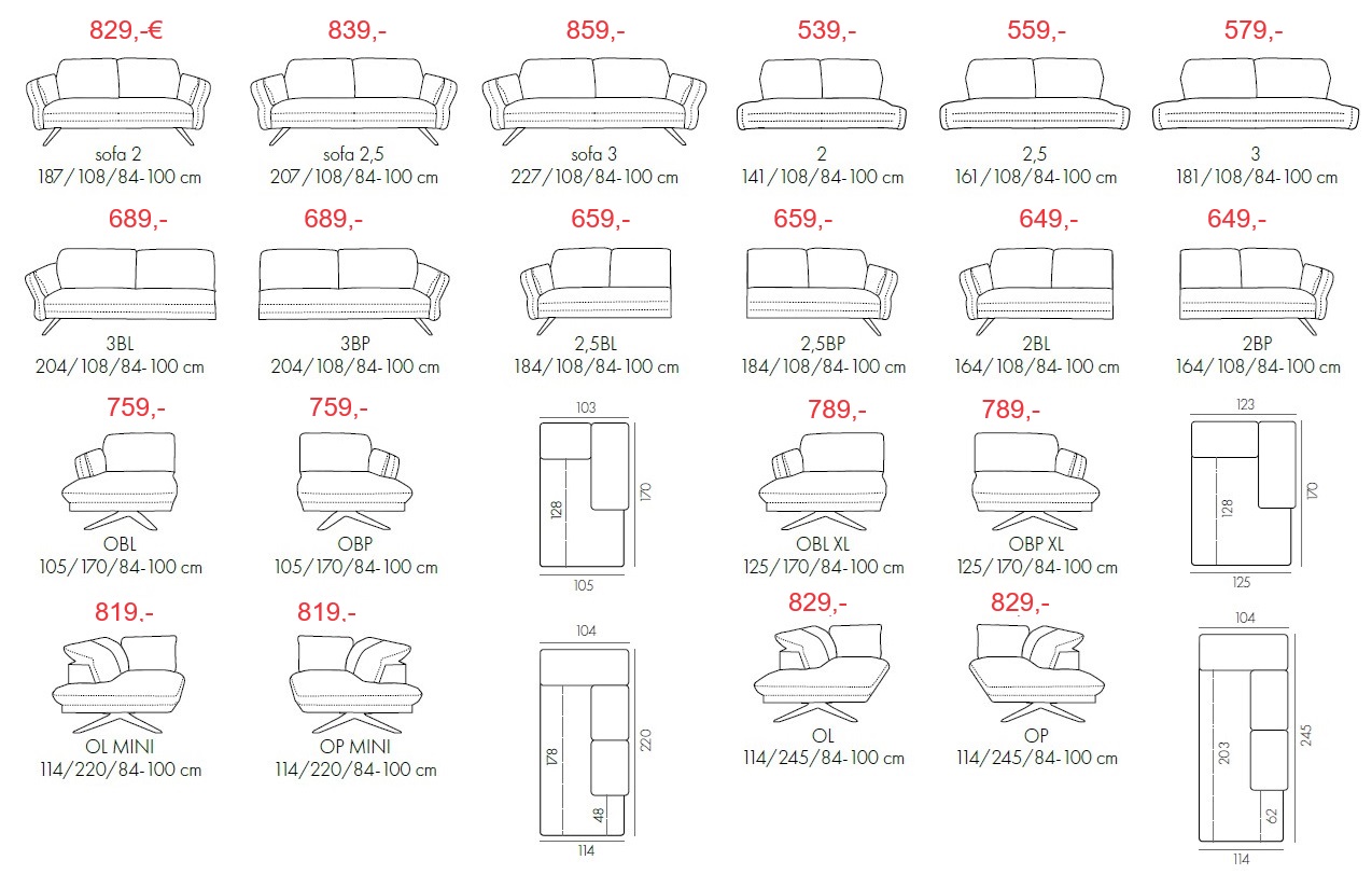 FIORANO sektor – dostupné prvky
